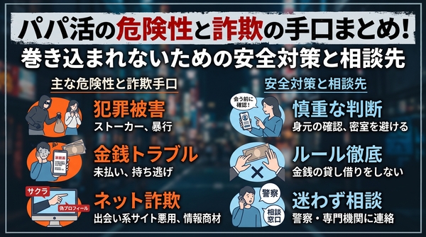 パパ活の危険性と詐欺の手口まとめ!巻き込まれないための安全対策と相談先
